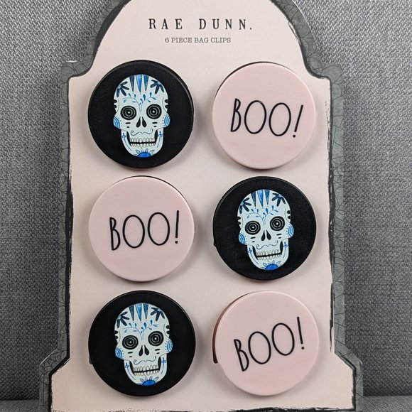 Rae Dunn Other - Rae Dunn Halloween Boo and Skull 6pcs Magnetic Bag Clips